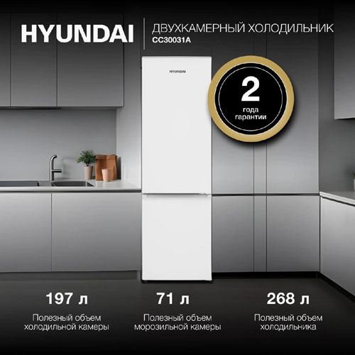 Холодильник Hyundai CC30031A белый — фото 3