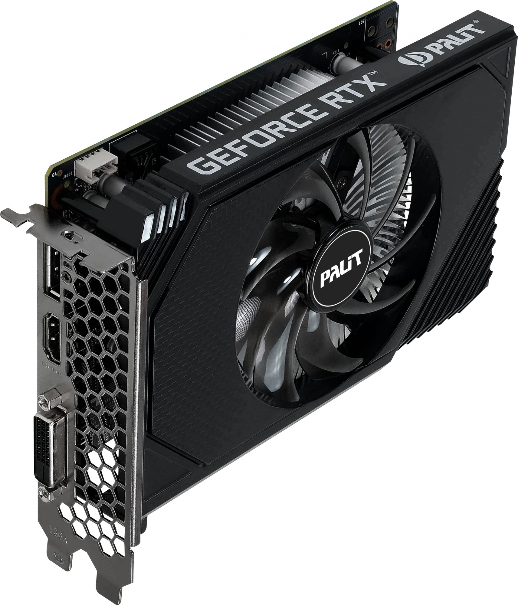 Видеокарта Palit PCI-E 4.0 RTX3050 STORMX OC NVIDIA GeForce RTX 3050 6Gb 96bit GDDR6 1042/14000 DVIx1 HDMIx1 DPx1 HDCP Ret — фото 3