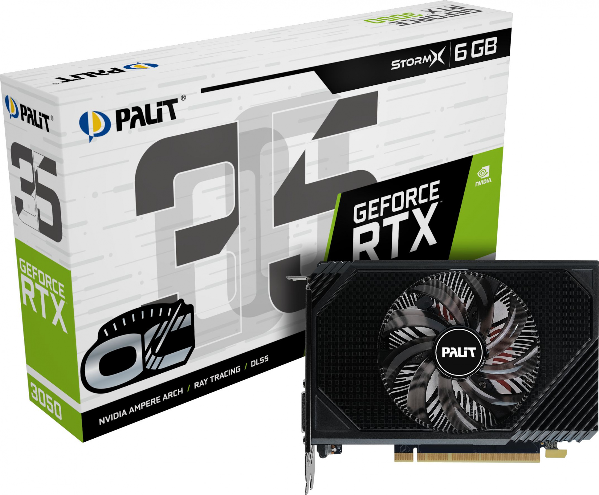 Видеокарта Palit PCI-E 4.0 RTX3050 STORMX OC NVIDIA GeForce RTX 3050 6Gb 96bit GDDR6 1042/14000 DVIx1 HDMIx1 DPx1 HDCP Ret — фото 4