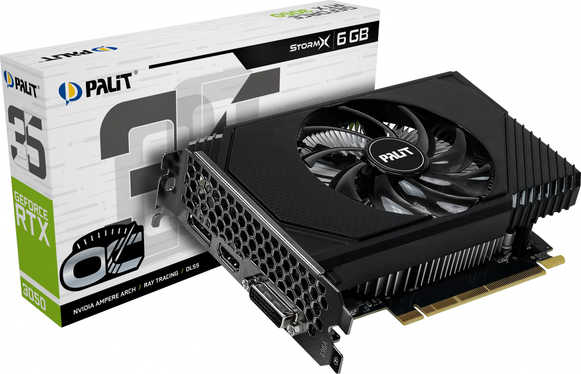 Видеокарта Palit PCI-E 4.0 RTX3050 STORMX OC NVIDIA GeForce RTX 3050 6Gb 96bit GDDR6 1042/14000 DVIx1 HDMIx1 DPx1 HDCP Ret — фото 5