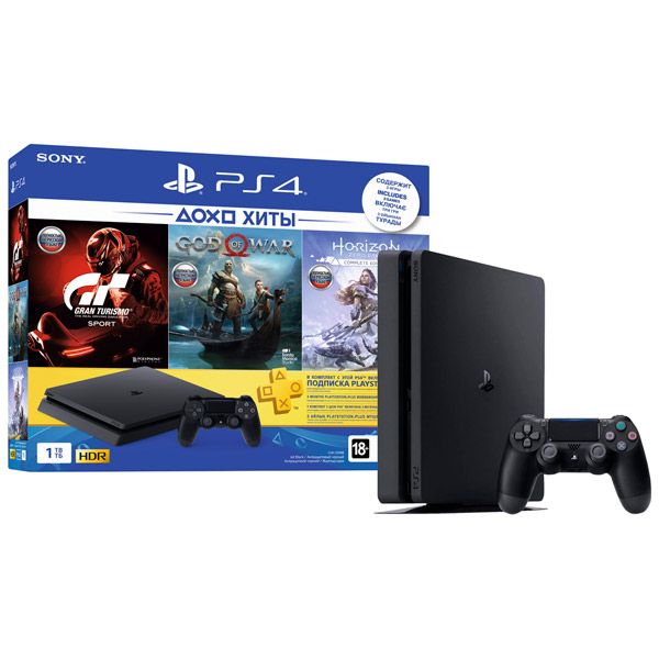 Игровая консоль PlayStation 4 1TB Horizon Zero Dawn+ GTS+God Of War+PS+ 3 мес.
