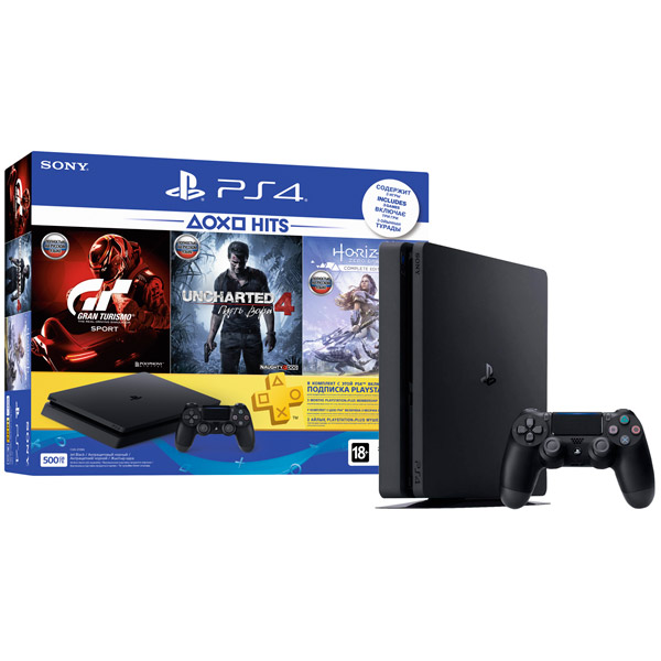 Игровая консоль PlayStation 4 500GB GTS+UC4:Путь Вора+Horizon:ZD CE+PS+ 3 мес.