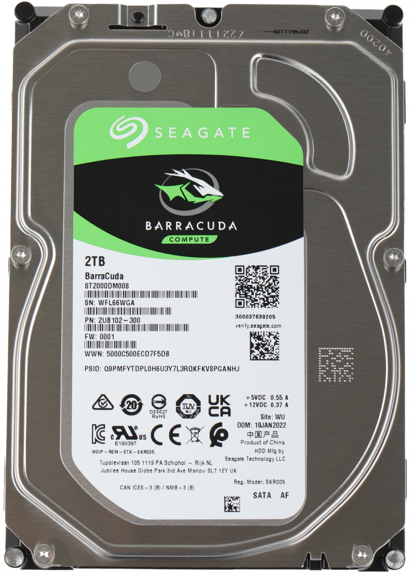 Жесткий диск Seagate SATA-III 2TB ST2000DM008 Desktop Barracuda 4KN (7200rpm) 256Mb 3.5" — фото 2