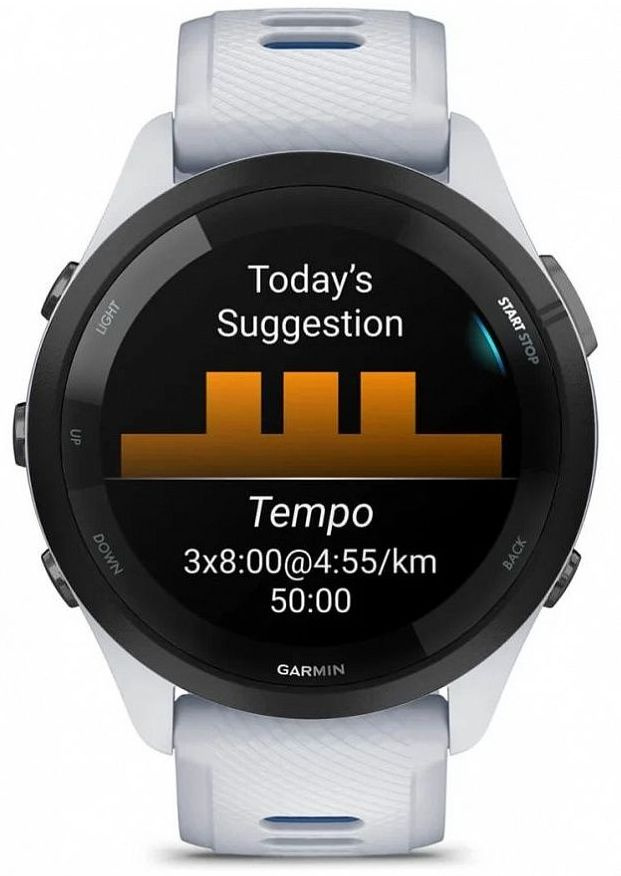 Смарт-часы Garmin Forerunner 265 33мм 1.3" AMOLED корп.черный/белый силикон рем.белый (010-02810-11) — фото 2