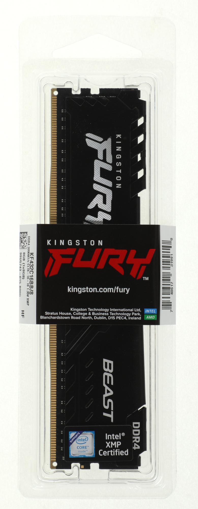 Память DDR4 8Gb 3200MHz Kingston KF432C16BB/8 Fury Beast Black RTL Gaming PC4-25600 CL16 DIMM 288-pin 1.35В single rank с радиатором Ret — фото 5