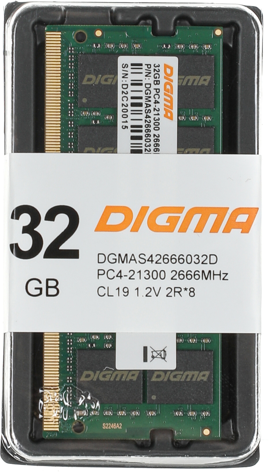 Память DDR4 32Gb 2666MHz Digma DGMAS42666032D RTL PC4-21300 CL19 SO-DIMM 260-pin 1.2В dual rank Ret — фото 6