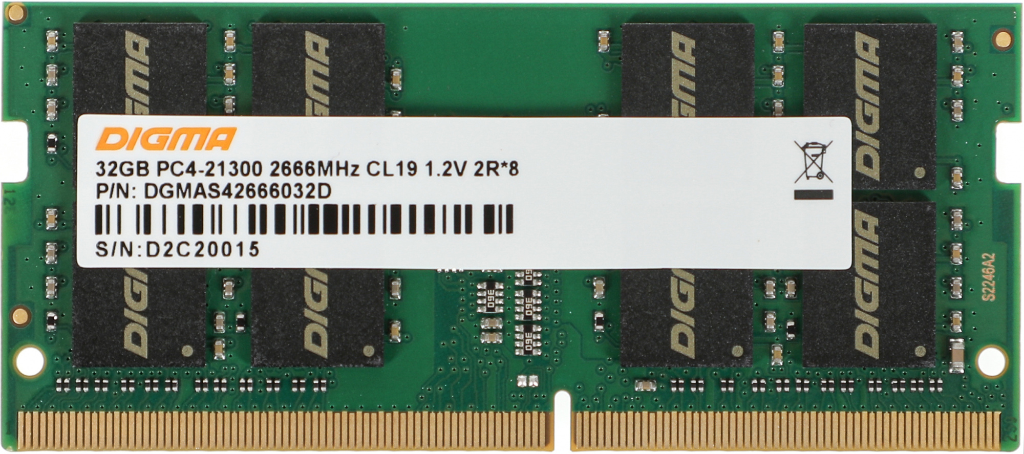 Память DDR4 32Gb 2666MHz Digma DGMAS42666032D RTL PC4-21300 CL19 SO-DIMM 260-pin 1.2В dual rank Ret — фото 12