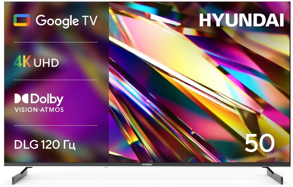 Телевизор LED Hyundai 50" H-LED50BU7011 Google TV Frameless черный 4K Ultra HD 60Hz DVB-T DVB-T2 DVB-C DVB-S DVB-S2 USB WiFi Smart TV — фото 2