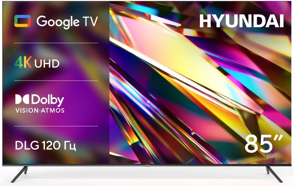 Телевизор LED Hyundai 85" H-LED85BU7011 Google TV Metal черный/черный 4K Ultra HD 60Hz DVB-T DVB-T2 DVB-C DVB-S DVB-S2 USB WiFi Smart TV — фото 2