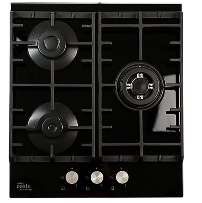 Газовая варочная поверхность Oasis P-3GBT стекло черное
