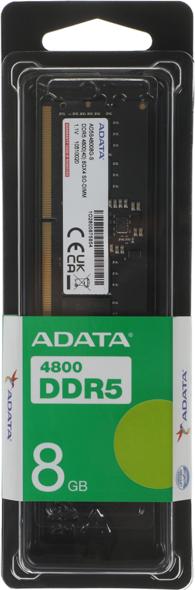 Память DDR5 8GB 4800MHz A-Data AD5S48008G-S RTL PC4-38400 CL40 SO-DIMM 262-pin 1.1В single rank Ret — фото 3