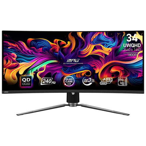 Монитор MSI 34,18" MPG 341CQPX QD-OLED 1800R, 21:9, UWQHD, 0,03ms, 240Hz, HDMI, DP, USB-C, HAS