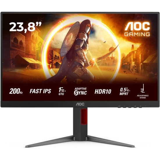 Монитор AOC 23,8" 24G4HA, 16:9, IPS, FHD, 1ms, 300cd, 200Hz, HDMI, DP, SPK, HAS