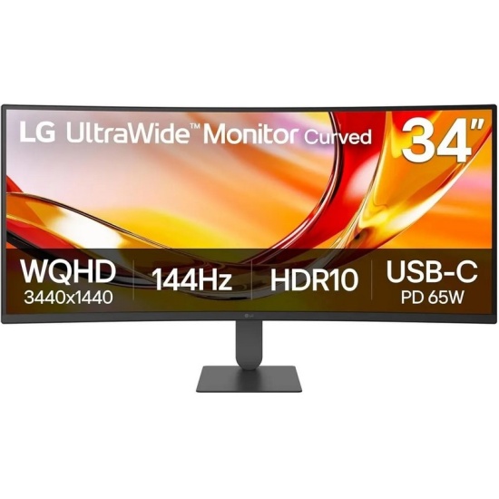 Монитор LG 34" UltraWide 34U640B-B черный VA LED 1ms 21:9 HDMI матовая HAS 300cd 178гр/178гр 3440x1440 144Hz DP UW USB 6.9кг