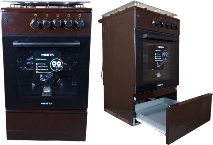 Плита газовая VESTA Bergamo VGG 50 10-G с ГК дух. коричневый VD