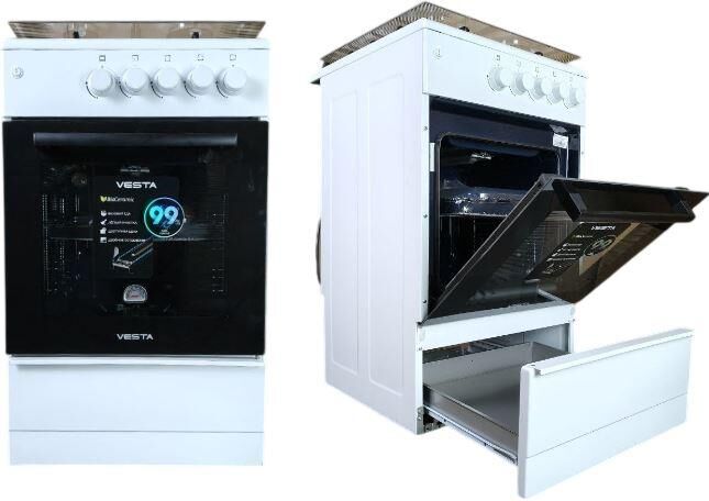 Плита газовая VESTA Bergamo VGG 50 10-G с Гк дух Белый с VD
