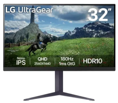 Монитор LG 31,5" 32GS85Q-B, 16:9, IPS, QHD, 1ms, 350cd, 180Hz, HDMI, DP, USB, HAS