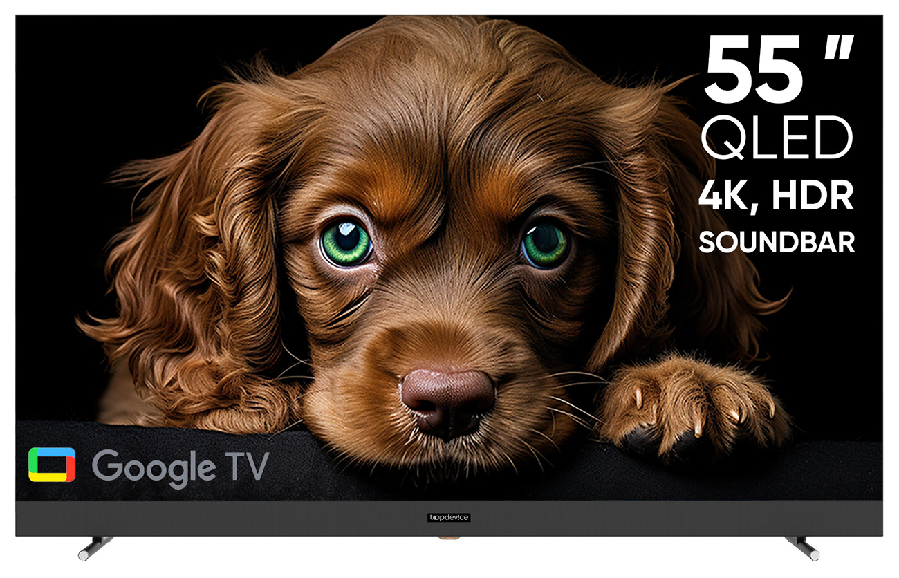 Телевизор Topdevice TV 55 QLED DQ08, c Google TV и саундбаром, 4K UHD (TDTV55DQ08U_BK) — фото 2