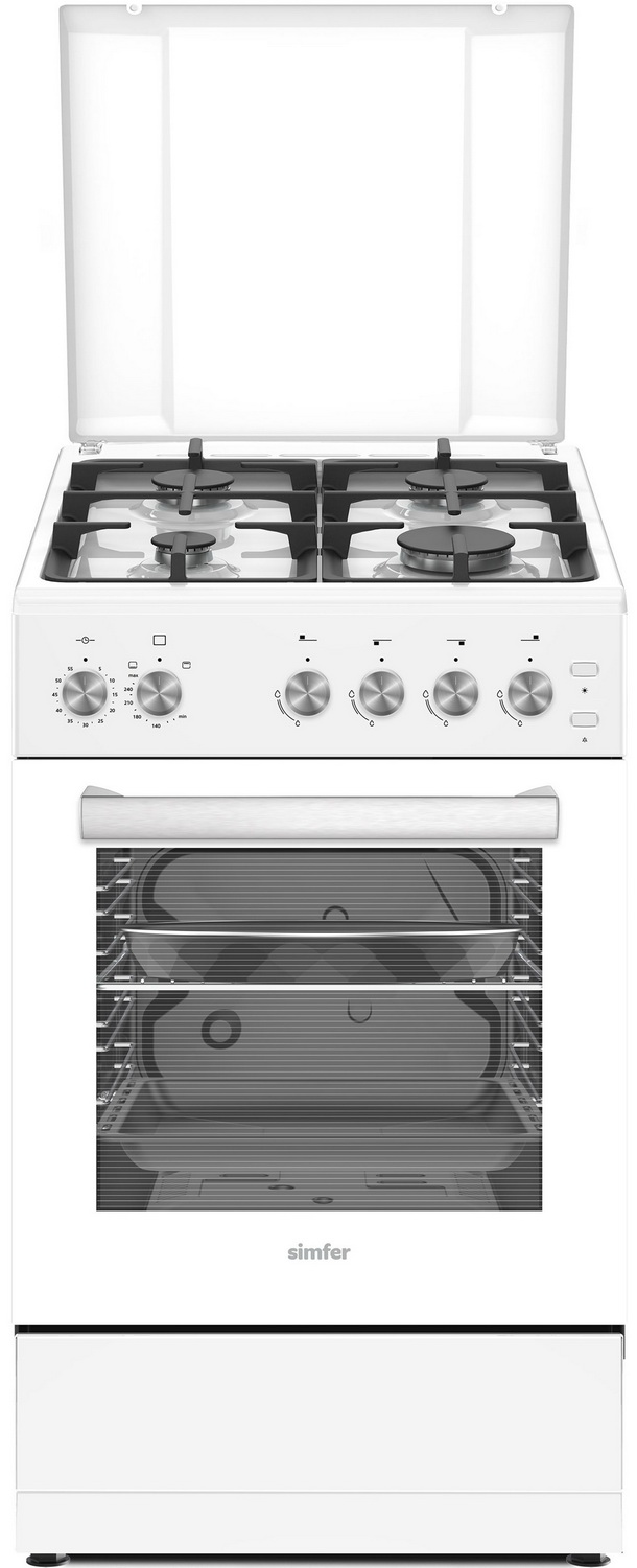 Газовая плита Simfer F56GW42025 белая эмаль