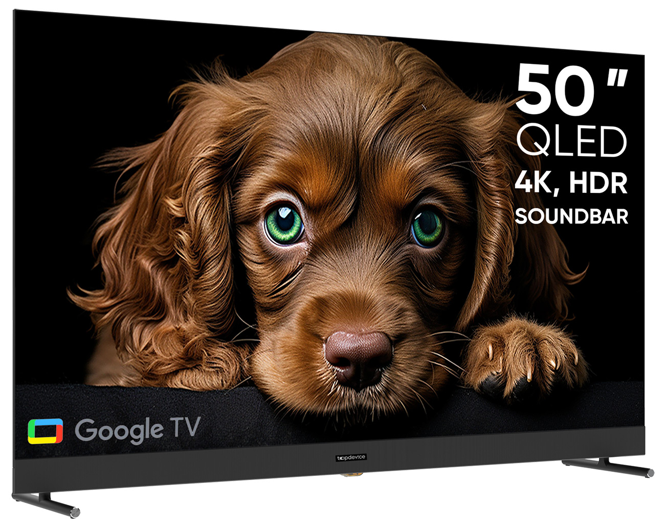 Телевизор Topdevice TV 50 QLED DQ08, c Google TV и саундбаром, 4K UHD (TDTV50DQ08U_BK), черный