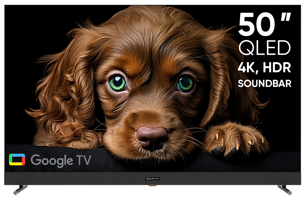 Телевизор Topdevice TV 50 QLED DQ08, c Google TV и саундбаром, 4K UHD (TDTV50DQ08U_BK), черный — фото 2