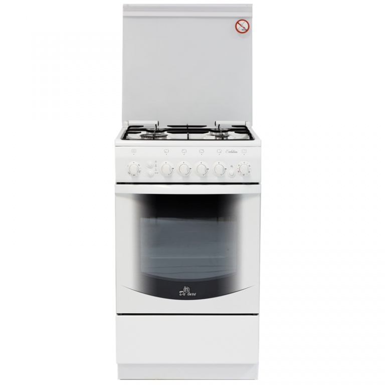 Плита Газовая De Luxe 5040.31г(кр) ЧР белый реш.чугун