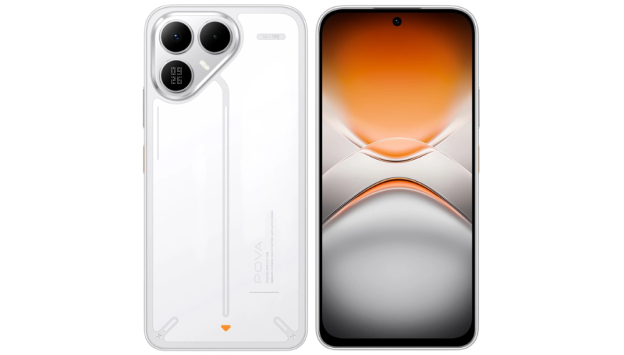Смартфон Tecno Pova 8 5G 128Gb 8Gb белый моноблок 3G 4G 6.76" 1080x2344 Android 16 50Mpix 802.11 a/b/g/n/ac NFC GPS GSM900/1800 Protect