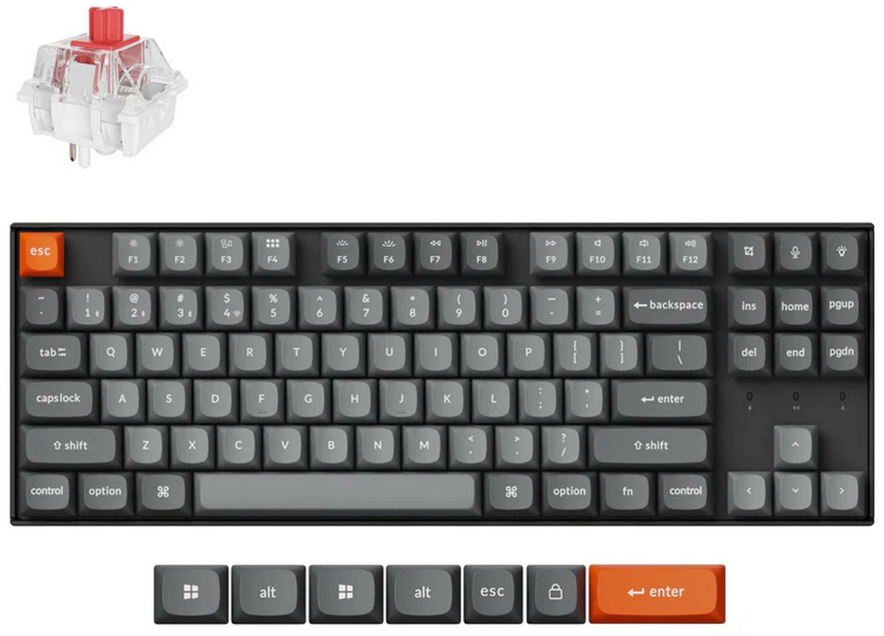 Клавиатура Keychron K8 Max, 87 клавиш, RGB подсветка, Hot-swap, алюм.рамка Keychron Red Switch