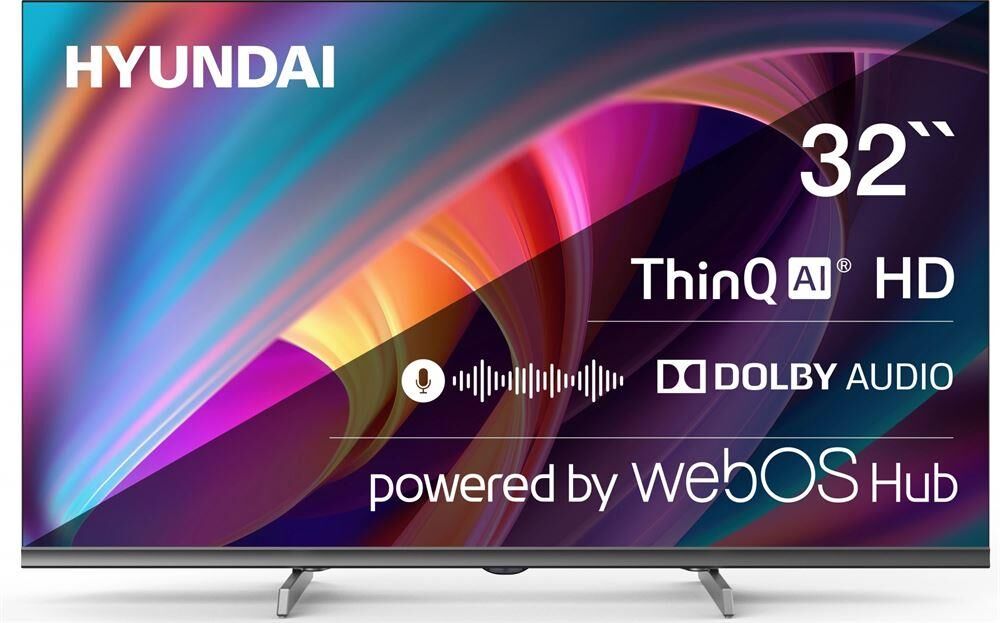 Телевизор LED Hyundai 32" H-LED32BS5100 Smart WebOS Frameless Metal черный/серый/HD/DVB-T/60Hz/DVB-T