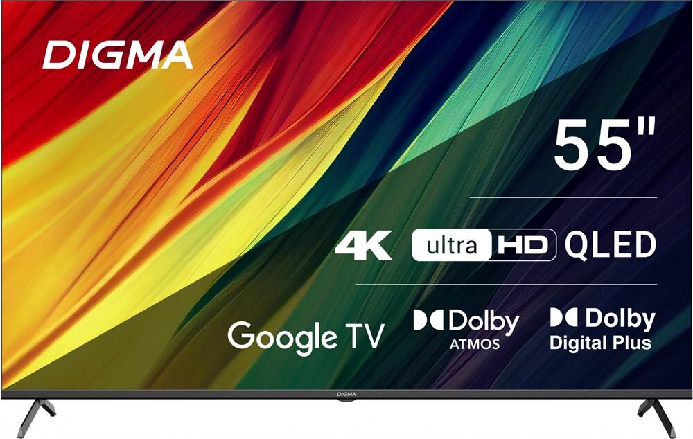 Телевизор QLED Digma 55" DM-LED55UQB31 Smart Google TV Frameless Metal черный/черный/4K Ultra HD/60H — фото 2