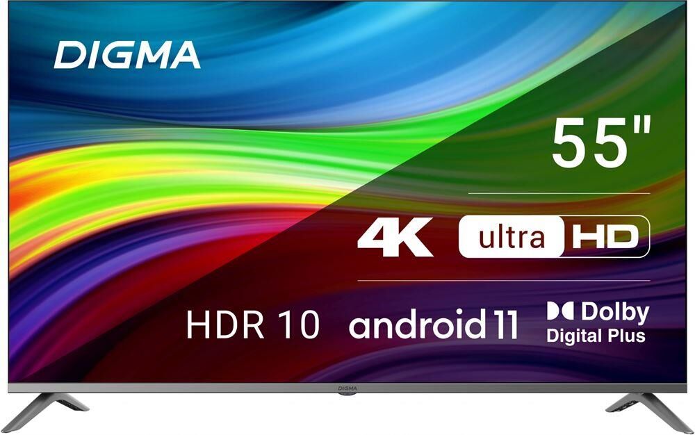 Телевизор LED Digma 55" DM-LED55UBB41 Smart Android TV Frameless Metal т.серебр./серебристый/4K Ultr