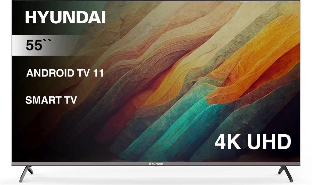Телевизор LED Hyundai 55" H-LED55BU7006 Smart Android TV Frameless Metal черный/4K Ultra HD/60Hz/DVB