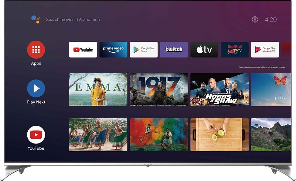 Телевизор QLED Hyundai 65" H-LED65QBU7500 Smart Android TV Frameless черный/серебристый/4K Ultra HD/