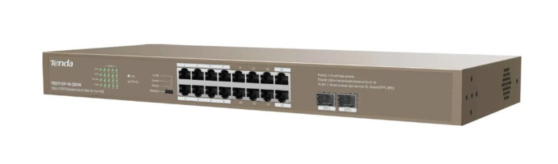 Роутер Tenda Коммутатор 16PORT TEG1118P-16-250W