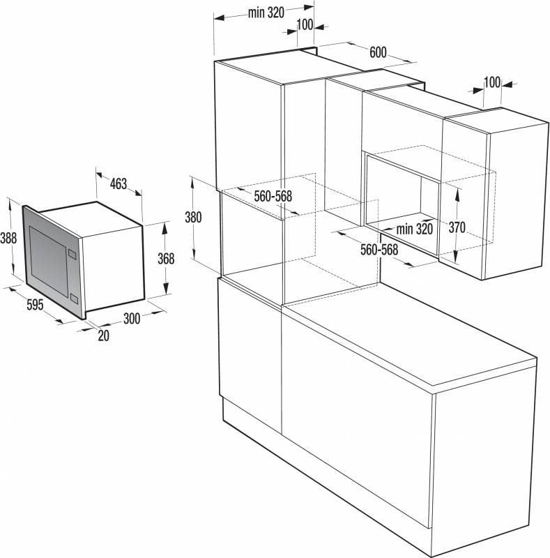 Микроволновая печь Gorenje BM171E2XG 17л. 700Вт черный (встраиваемая) — фото 2