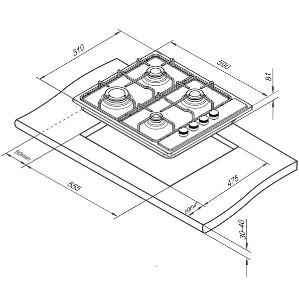 Встраиваемый комплект Darina 1Т1 BGM341 11 X + 1U5 BDE 111 705 X черный/нержавеющая сталь