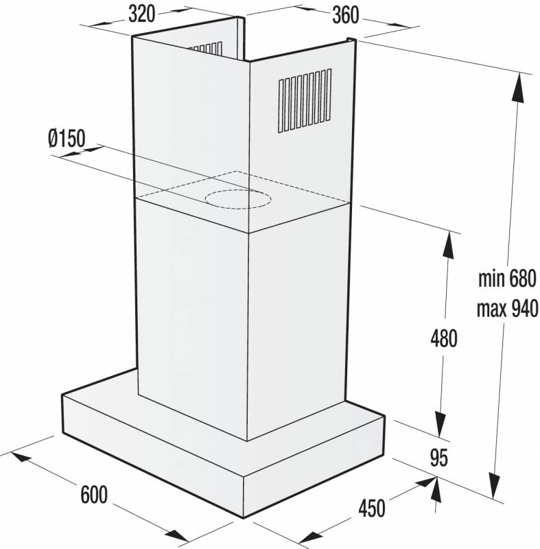 Вытяжка каминная Gorenje Infinity WHT68INB черный/бронза управление: тактовое (1 мотор) — фото 2