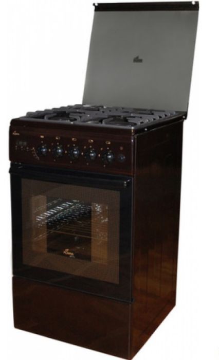 Плита Газовая Flama BG 2422 B коричневый (стеклянная крышка) реш.чугун