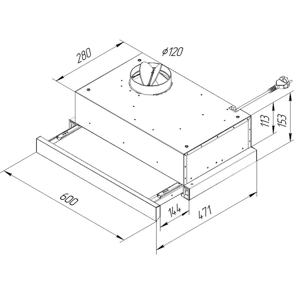 Вытяжка встраиваемая в шкаф 60 см Pyramida TL 60 SLIM IV — фото 2
