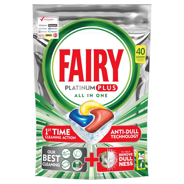 Моющее средство для посудомоечной машины Fairy Platinum Plus All-In-One Lemon 40 капсул