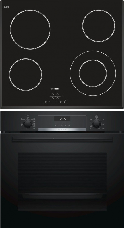 Встраиваемый комплект Bosch HBG537NB0R + PKF651B17 черный/черный — фото 9