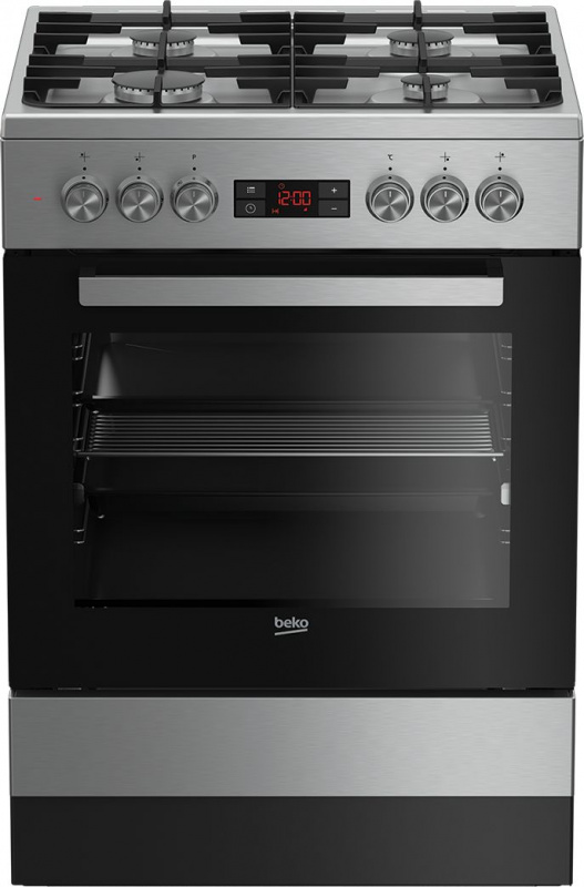 Плита Комбинированная Beko FSM62330DXT нержавеющая сталь/черный (стеклянная крышка) реш.чугун