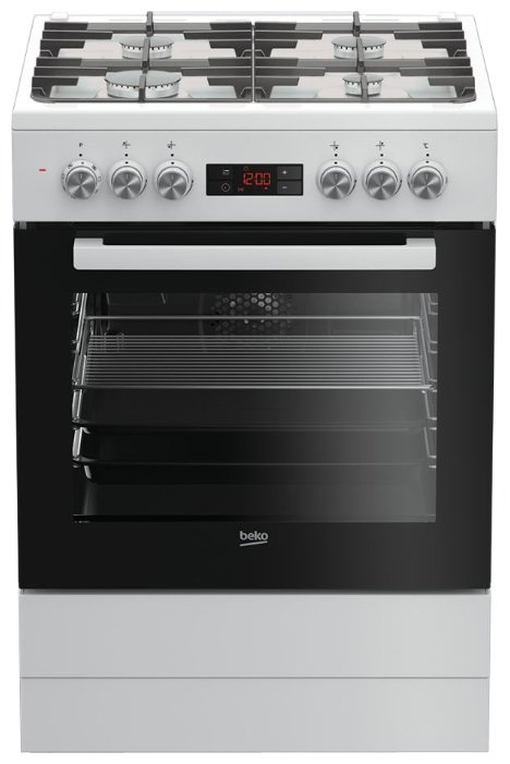 Плита Комбинированная Beko FSM62330DWT белый/черный (стеклянная крышка) реш.чугун