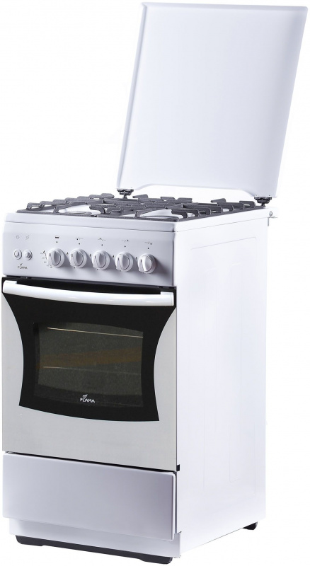 Плита Газовая Flama FG 24227 W белый (металлическая крышка) реш.чугун