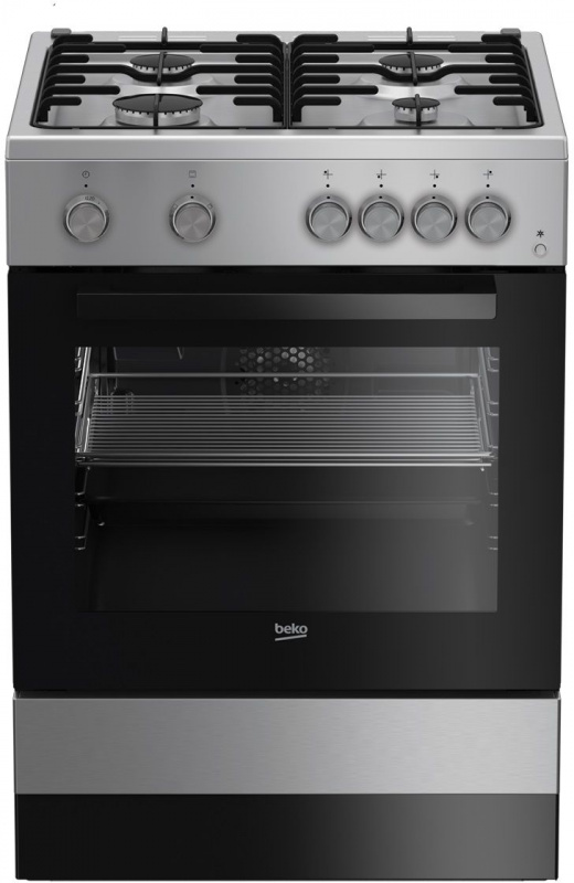 Плита Газовая Beko FSG62110DSCS серебристый/черный (стеклянная крышка) реш.эмаль
