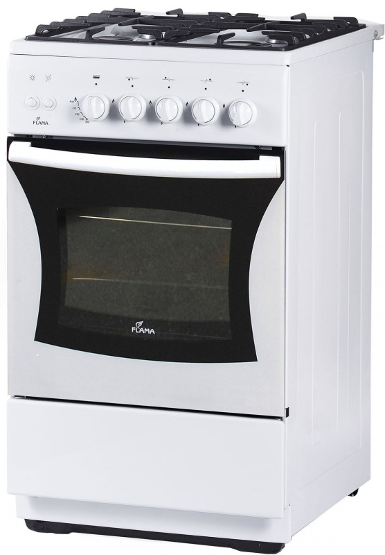 Плита Газовая Flama FG 24230 W белый (без крышки) реш.чугун