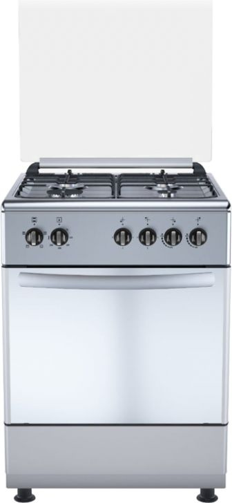 Плита Газовая De Luxe 606040.24г-005 (кр) нержавеющая сталь (стеклянная крышка) реш.чугун