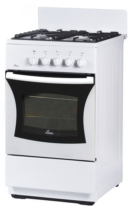 Плита Газовая Flama FG 24027 W белый (без крышки) реш.чугун