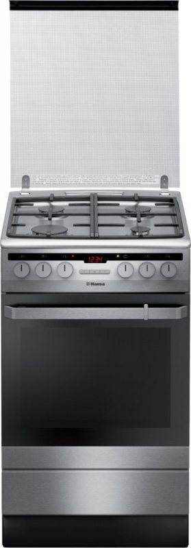 Плита Комбинированная Hansa FCMX59221 нержавеющая сталь (стеклянная крышка) реш.чугун