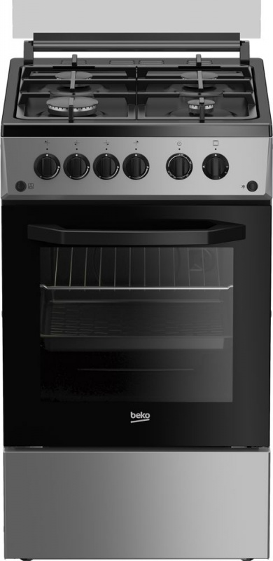 Плита Газовая Beko FSGT51138GSS серебристый (стеклянная крышка) реш.чугун
